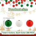 thumbnail image 2 of 600Pcs 3 Colors Christmas Wooden Beads 10mm Red Green and White Christmas Beads Farmhouse Craft Beads for Christmas Decoration DIY Wooden Beads Craft Decoration Holiday Decor, 2 of 6