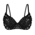 thumbnail image 3 of RUNQHUI Women's Sequins Glitter Beading Padded Bra Top Rave Party Club Belly Dancing Costume Black 38/85, 3 of 6