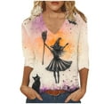thumbnail image 2 of Heisall Womens Tops V Neck 3/4 Sleeve Round Neck Loose Casual Halloween Print Blouses Fall 2025 Halloween Fashion, 2 of 5