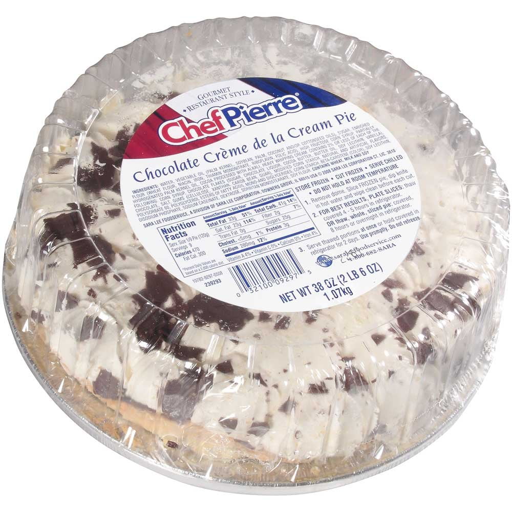 Sara Lee Chef Pierre Chocolate Creme de la Cream Pie, 10 inch -- 4 per case.