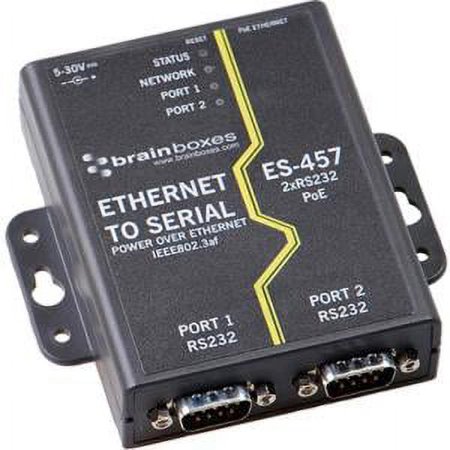 UPC: 0837324003604 | Brainboxes ES-457 2 Port RS232 PoE Ethernet to Serial Adapter