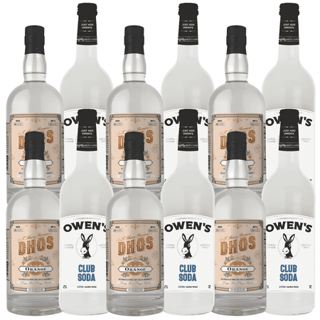 Dhōs Handcrafted Non-Alcoholic Orange 6 Pack w 6 Pack Owen’s Mixers Club Soda - Keto-Friendly, Zero Sugar, Zero Calories, Zero Proof - 750 ML - Perfect for Mocktails - A