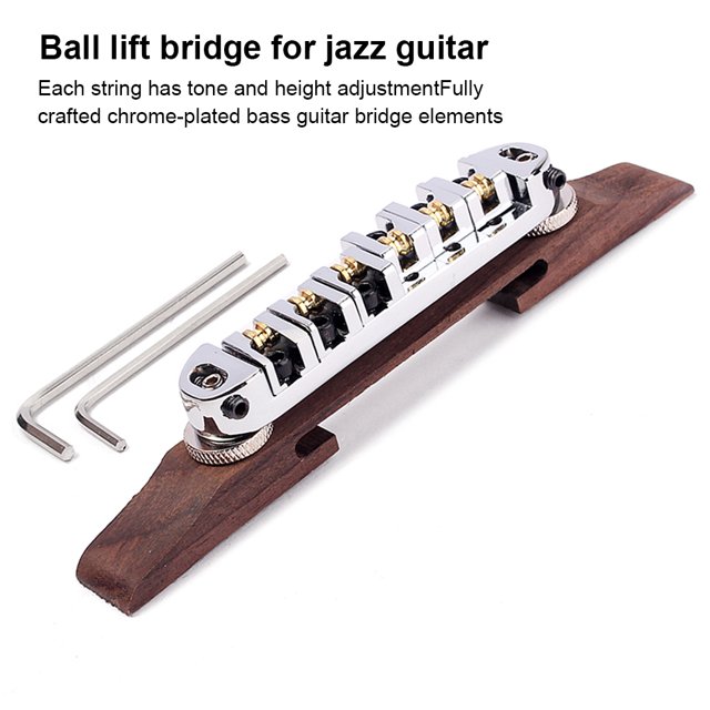 Guitar Saddle Bridge with Spanner Adjustable Music Wood Saddle Adjustable Bridge Instrument Replacement Parts Kit Attachment Professional Beginner