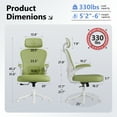 thumbnail image 3 of HomeZeer Desk Chairs with Wheels, Mesh Office Chair with Lumbar Support, Ergonomic High Back Office Chair with Adjustable Headrest, Task Chair Flip-up Arms, Executive Office Chair Home Office, Green, 3 of 12