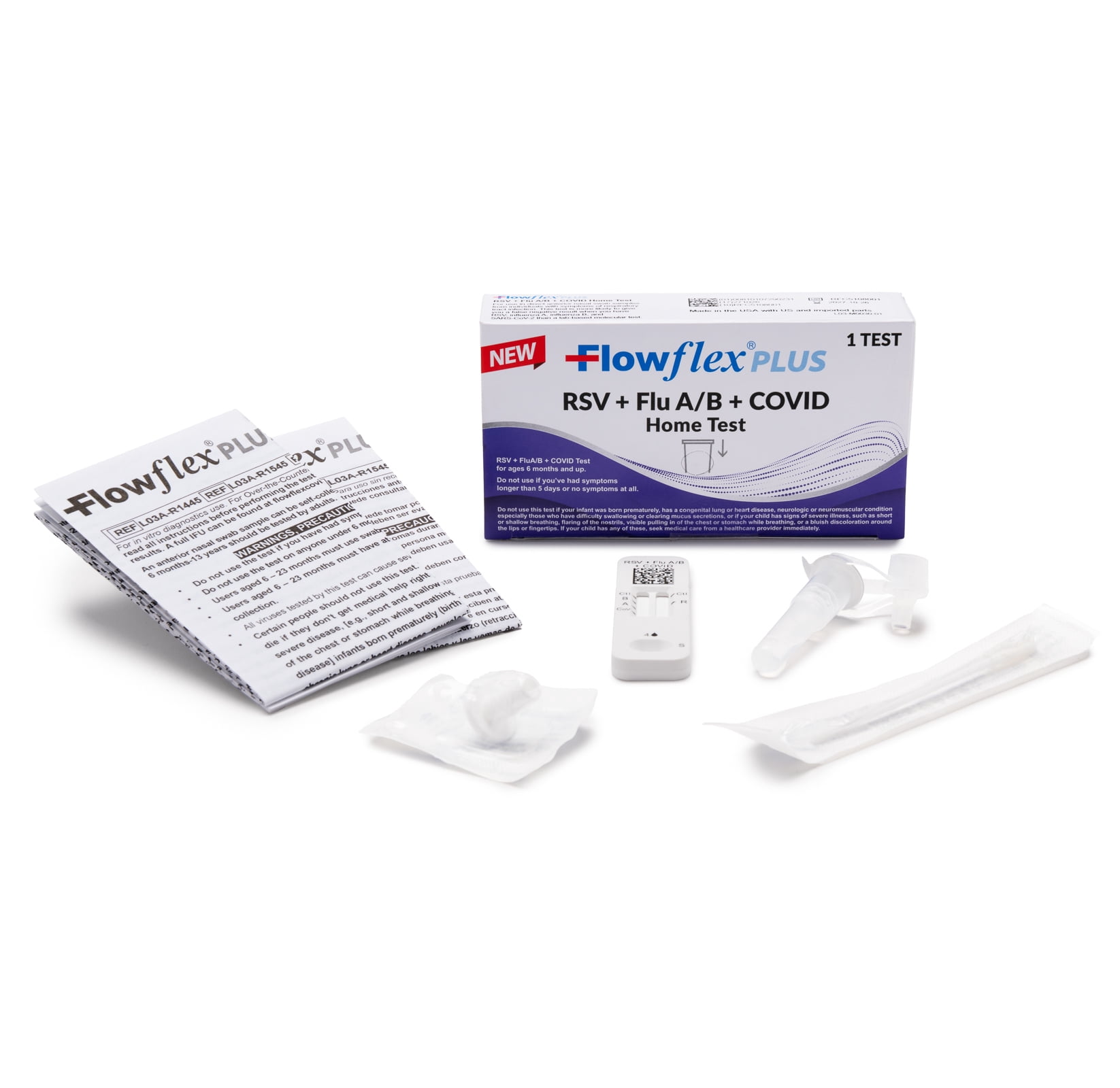 Flowflex Plus RSV + Flu A/B + COVID Home Test is a 4-in-1 Test for RSV, Flu A, Flu B, and COVID