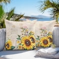 thumbnail image 4 of Pastoral Sunflower Outdoor Pillow Covers Pack of 2 Wildflowers Country Retro Letter Background Waterproof Throw Pillow Covers Decorative Cushion Cases for Patio Garden Tent Balcony Couch 20x20 inch, 4 of 8