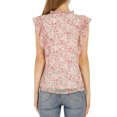 thumbnail image 4 of MODA NOVA Junior's Ruffle Blouse V Neck Cap Sleeves Floral Tops Pink XL, 4 of 7