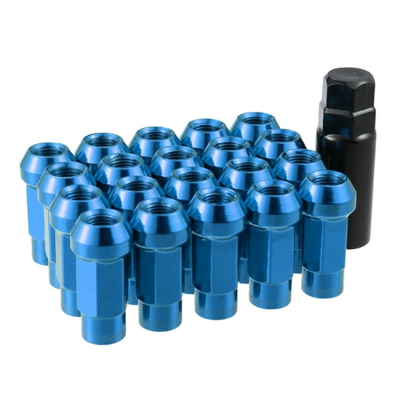 20pcs M12x1.25 Car Wheel Lug Nuts Car Taper Acorn Wheel Lug Nuts Cone Seat Blue with Socket Key Set