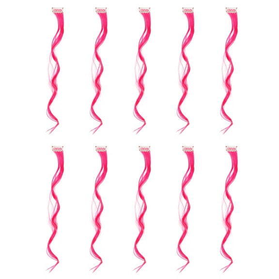 unbranded  10 Pcs Long Curly Hair Extensions Needle Clips Women's Pink