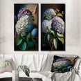 thumbnail image 1 of Designart "Purple Retro Hydrangea Blossoming I" Floral Framed Wall Art Set Of 2 - Traditional Purple Gallery Wall Frame Set For Home Decor, 1 of 6