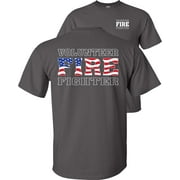 Fair Game Volunteer Firefighter American Flag T-Shirt-Charcoal-Gray-3x