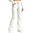 thumbnail image 2 of LMIHMI Womens Flare Leggings with Pockets Drawstring High Waist Bootcut Yoga Pants Stretch Bell Bottoms(White,X-Large), 2 of 5