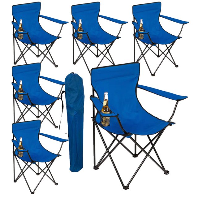 Sillas Plegables CJR 6 Piezas Azul para Playa Campamento y Exteriores