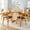 Wood, variant on Table and chair set, ancient style solid wood dining table, imitation rattan table legs, beautiful simple solid wood dining chair, perfect for dinner, meetings, home and office decoration