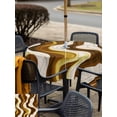 thumbnail image 6 of Square Outdoor Tablecloth with Umbrella Hole Geometric Brown Outside Table Cloth Waterproof Patio Table Cover Gold Vintage White Stripe Coastal Sea Wave Zipper Tablecloths for Picnic 54x54 Inch, 6 of 8