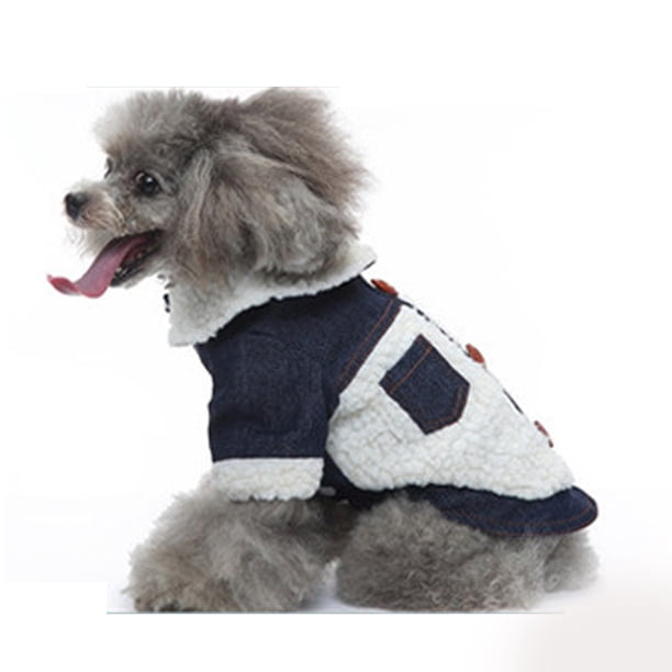 Ropa para perros, chaqueta para perros, forro polar, abrigo extra cálido, chaqueta para gatos, chaqueta vaquera para perros, abrigo para perros de invierno (blanco roto)