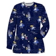 thumbnail image 3 of Chaqueta de uniforme de enfermera para mujer, estampado de Disney, Alicia en el país de las Maravillas, manga larga, cuello redondo, Top exfoliante, abrigo Dental, primavera y otoño, 3 of 4