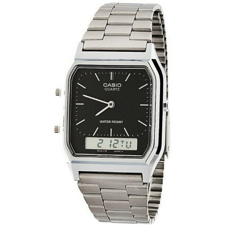 Centimeter ørn Foto AQ-230A-1D Silver & Black Dual Time Watch - Silver / Silver Digit / Black /  One Size - Walmart.com