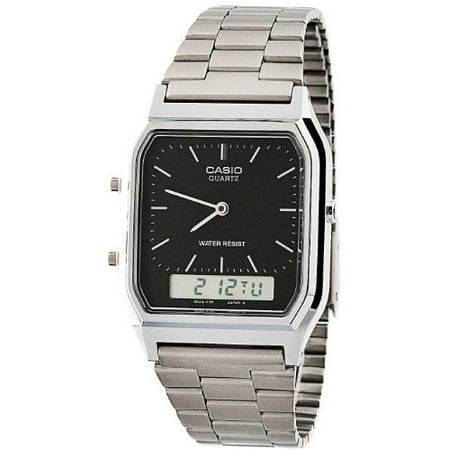 AQ-230A-1D Silver & Black Dual Time Watch - Silver / Silver Digit / Black / One