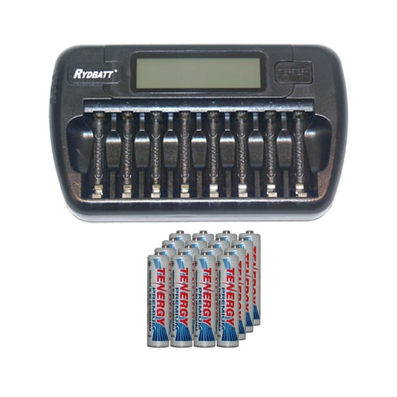 8 Bay AA / AAA LCD Battery Charger + 16 AAA 1000 mAh Tenergy NiMH Batteries