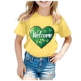 thumbnail image 4 of Baby Girl Shirts St Patricks Day Shirt Cute Short Sleeve T Shirts Crew Neck Back To School Shirt T-Shirt Boys & Girls Shirts Yellow,10-11 Years, 4 of 4