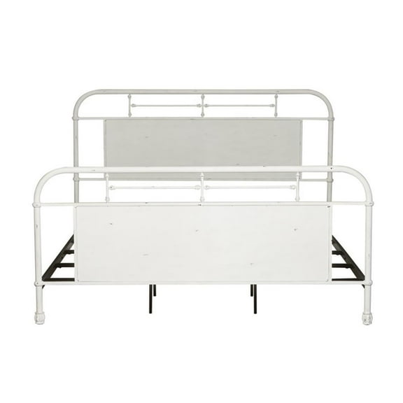 Bowery Hill Modern Queen Metal Bed in Antique White