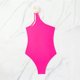 thumbnail image 5 of Trajes de baño de una pieza para mujer, conjuntos de bikini sin espalda con flores y un solo hombro a la moda de color sólido para mujer, traje de baño para mujer, 5 of 6