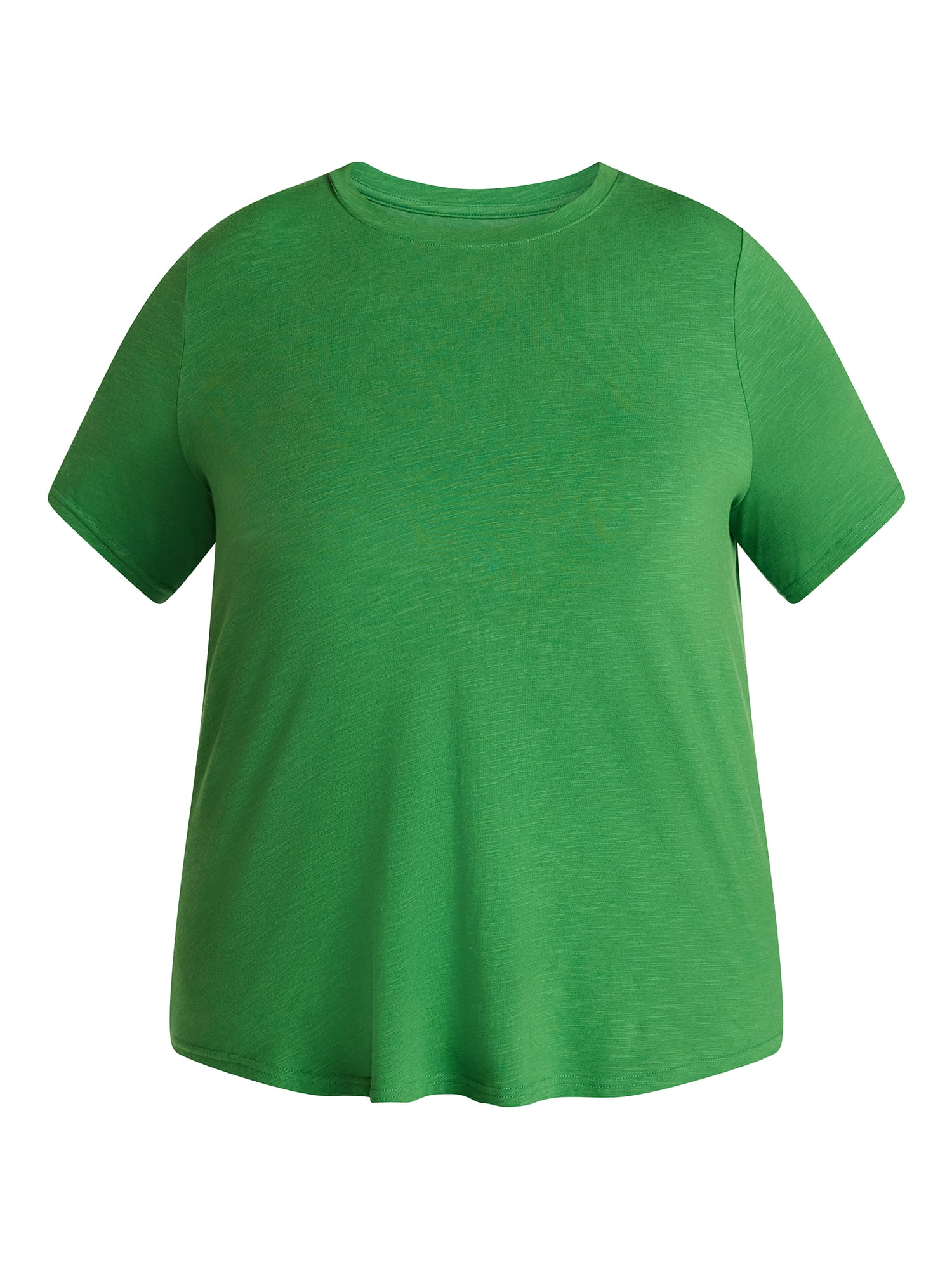Terra & Sky Women's Plus Size Crewneck Tee with Short Sleeves, Sizes 0X-5X