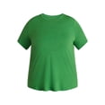 thumbnail image 5 of Terra & Sky Women's Plus Size Crewneck Tee with Short Sleeves, Sizes 0X-5X, 5 of 5
