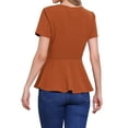 thumbnail image 3 of INSPIRAR CHIC Blusa de Peplum para Mujer de Manga Corta con Cuello Redondo Primavera Verano Stretch Talla S Naranja Quemado, 3 of 6