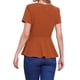 thumbnail image 3 of INSPIRAR CHIC Blusa de Peplum para Mujer de Manga Corta con Cuello Redondo Primavera Verano Stretch Talla S Naranja Quemado, 3 of 6