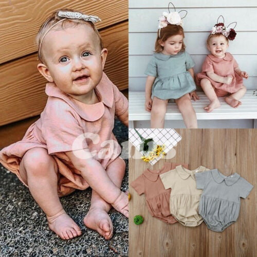 Kakadu Frø dynamisk UK Baby Girl Infant Solid Collar Romper Bodysuit Jumpsuit Outfits Clothes  Summer - Walmart.com