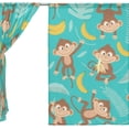 thumbnail image 3 of Coolnut Seamless Pattern with Monkey Sheer Gauze Door Curtain Window Curtain Drapes for Living Room Kids Bedroom Window Treatment Decor W55 x L84 In 2 Panels, 3 of 4