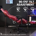 thumbnail image 5 of Ergonomic Gaming Chair with Footrest for Adults Big and Tall Leather Computer Desk Chair with Headrest Adjustable Lumbar and Armrest 400LBS Load Swivel Video Game Office Chair, Red, 5 of 7