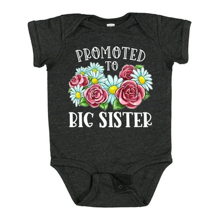 

Inktastic Promoted to Big Sister with Flowers Gift Baby Girl Bodysuit