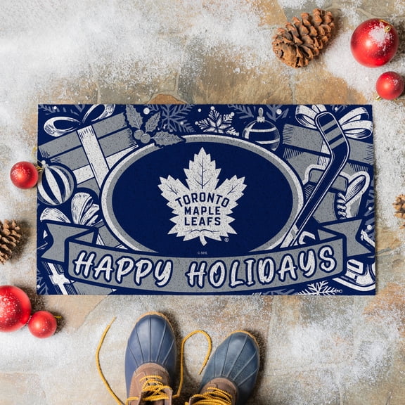 Toronto Maple Leafs 28" x 16" Happy Holidays Christmas Turf Door Mat