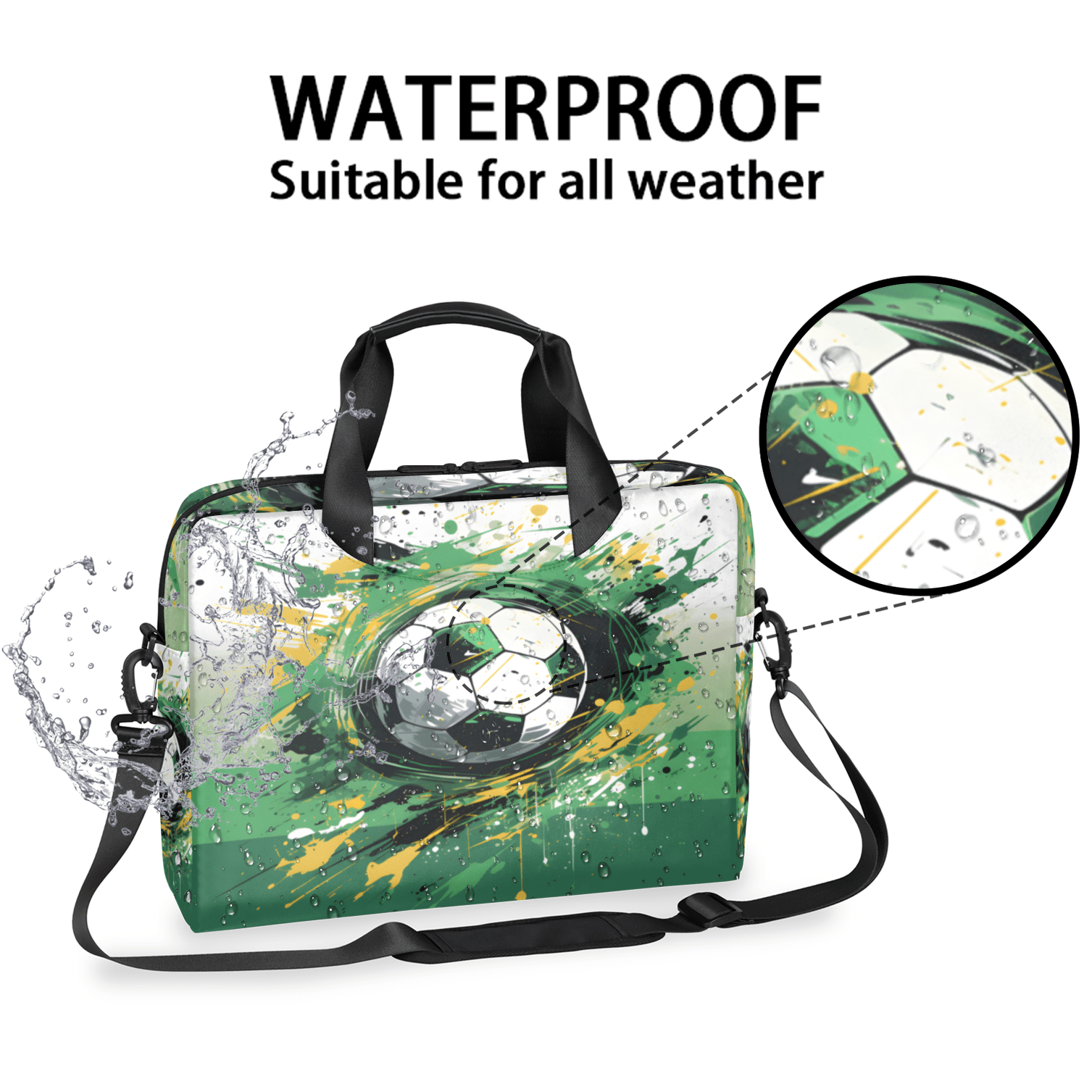 Herdesigns Graffiti Soccer Laptop Bag for Women Men, Computer Case Briefcase Messenger Bags, 15-15.6 inch Laptop Sleeve Shoulder Bag
