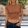 thumbnail image 3 of Byworldtasic Y2k Tees for Women Short Sleeve Polka Dot Shirt Tops Slim Fit Aesthetic Streetwear T Shirt, 3 of 5