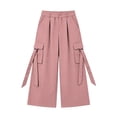thumbnail image 7 of Karymi Athletic Shorts for Women Elastic High Waist Cargo Capri Pants, Wide Leg Cropped Trousers with Ribbon Detail and Pockets, Casual Solid Culotte Pants Jean Shorts Womens, 7 of 7