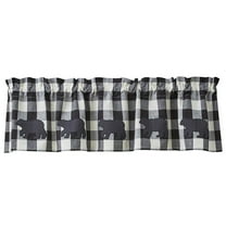 Park Designs Black Buffalo Check Bear Applique Valance 14"L