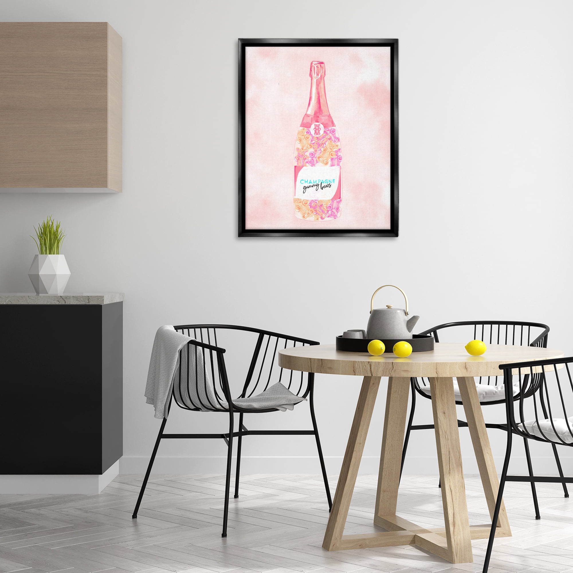 Stupell Industries Candy Filled Champagne Food & Beverage Painting Black Floater Framed Art Print Wall Art, 25 x 31