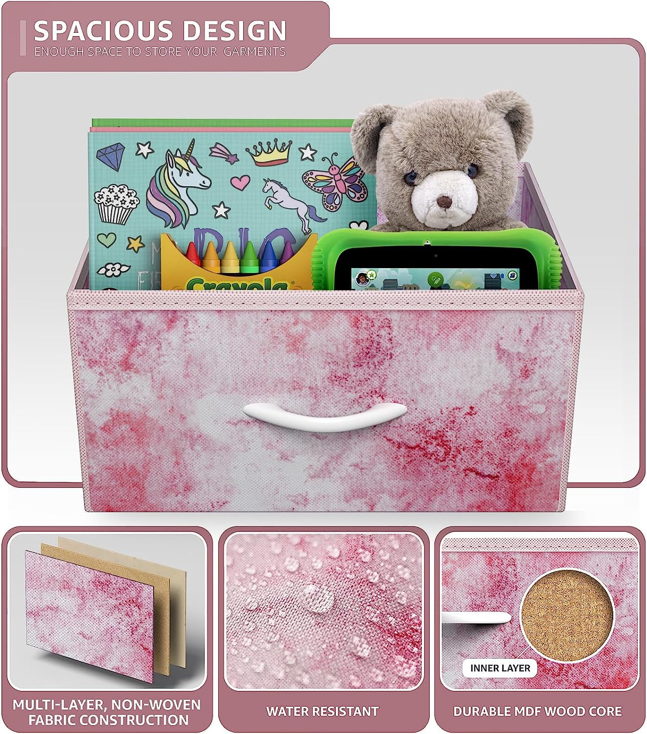 Sorbus Kids 8-Drawer Dresser Storage Tower, Steel Frame, Wood Top, Tie-Dye Pink