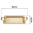 thumbnail image 2 of Decorative Rectangle Embossed Serving Tray with Gold Handles, Anti Tarnish Serving Metal Tray, Embossed Design Service Tray, Ottoman Pattern, Large, 20.5" x 12.6", Gold, Silver, 2 of 3