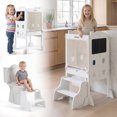 thumbnail image 4 of Gymax Foldable Toddler Step Stool w/Chalkboards 2-Step Stool Hollowed-out Patterns White, 4 of 10