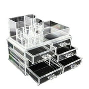 Clear Acrylic Cosmetics Makeup Jewelry Organizer 6 Drawers 8 Compartments Top