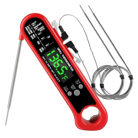 

3 in 1 Digital Meat Thermometer Food Thermometer with Detachable Wired Probe LCD Backlight for Grilling BBQ Kitchen