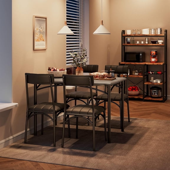 Last Chance to Save Dining Table Set for 4, Kitchen Table and Chairs for 4 with Upholstered Chairs, 5 Piece Rectangular Kitchen Table Set, Dining Room Table Set for Small Space, Apartment,Gray