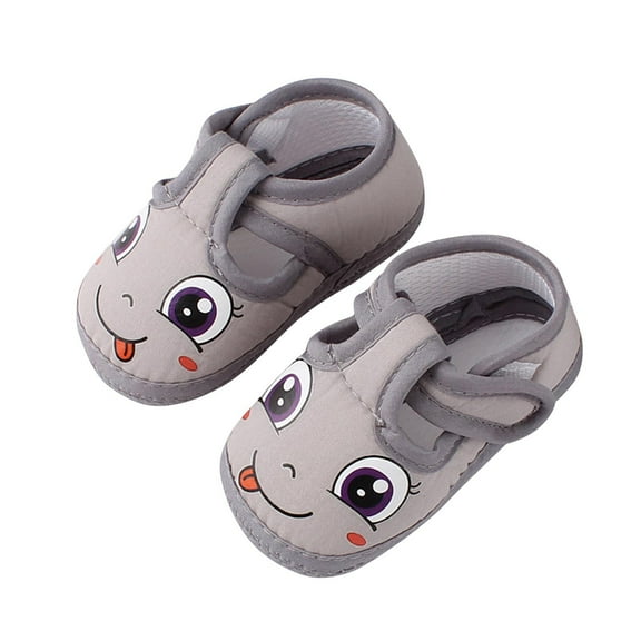 AUNVITO Infant Cartoon Print Soft-Sole Cloth First Walkers Shoes Comfortable Wrap-Around Design 0-12M Baby Shoes