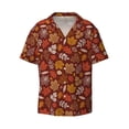 thumbnail image 2 of Lsque Autumn Warm Tone Maple Leaf print Men's Cuban Collar Short Sleeve Shirt Summer Beachwear Casual Button Down Fashionable Vacation Leisure Shirt-Small, 2 of 7