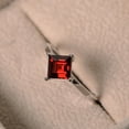 thumbnail image 5 of Garnet ring, square cut, silver, solitaire ring, January birthstone,, 5 of 5